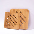 Thick Bamboo Heat Insulation Mats & Pads Square & Round Grid Coasters Non-Slip Anti-Scalding Placemat