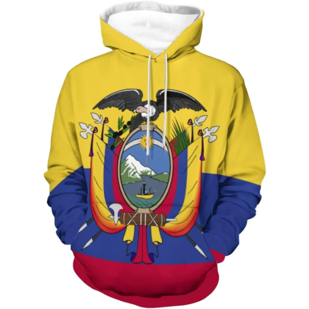 Fitspi Wholesale Custom 3d Printed Country Ecuador Flag Unisex Pullover Sweatshirt Fashion Autumn Winter Casual Hoodies