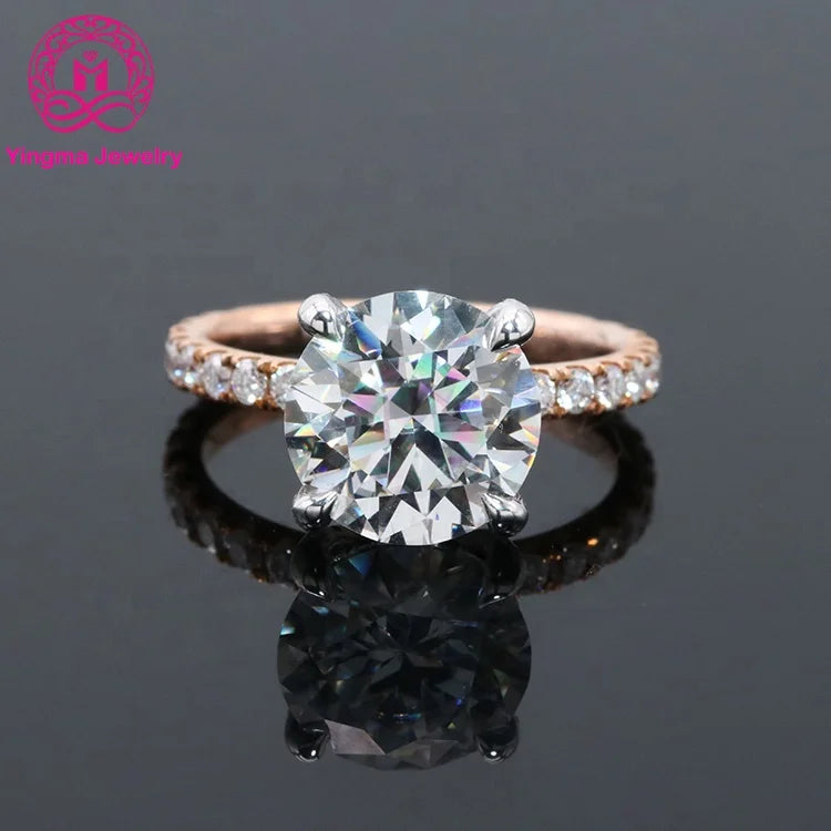 14k White Gold with Rose Gold 4 Carat Moissanite Wedding Ring for Women Elegant & Stylish