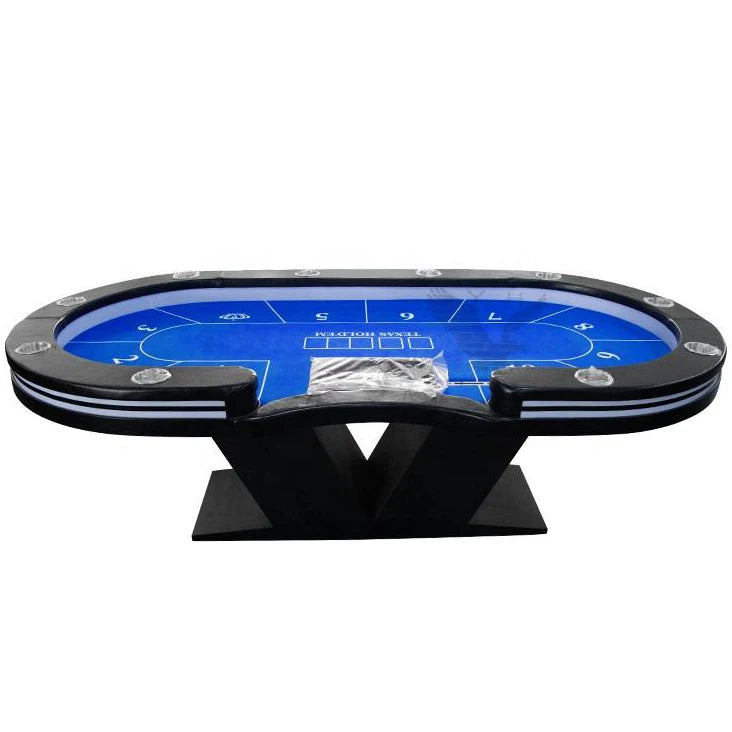 YH Casino Quality Waterproof Oval Texas Poker Table Top V Shaped Legs MDF/Wood/Metal/Stainless Steel 120kg/150kg Gambling