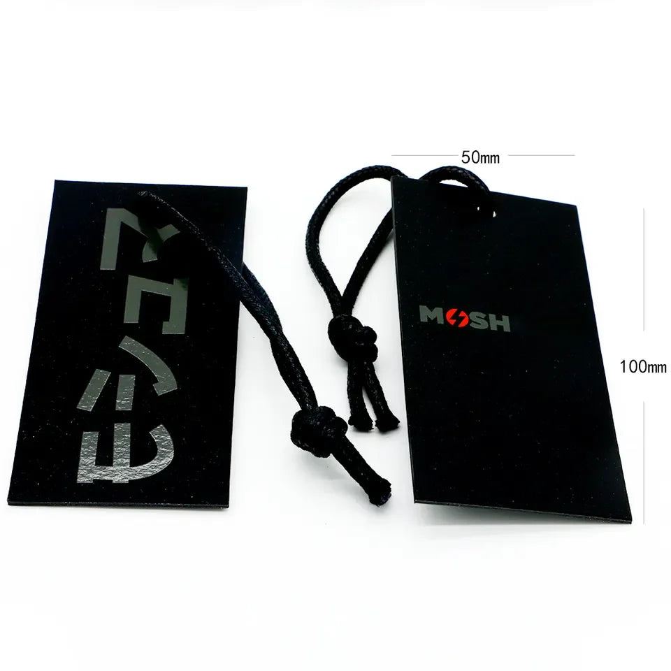 Luxury Print Tag hang New Models Design Custom Black Card Hangtags for Garment