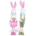 14 Inch Happy Easter Spring Holiday Decorations Indoor Rabbit Couple Lovely Bunny Plush with Easter Egg