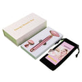 YiJue Skincare Beauty Tool 2-in-1 Anti-Aging Firming Face Lift Facial Massager Natural Stone Rose Quartz Vibration Jade Roller
