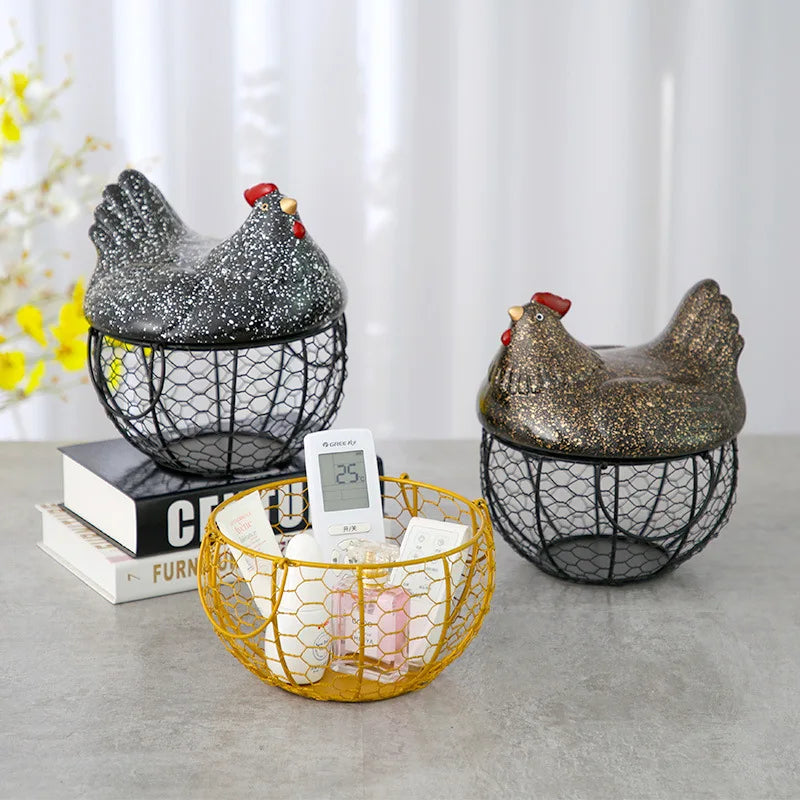 Wholesale Ceramic Egg Baskets Chicken Hen Egg Metal Storage Home Decor