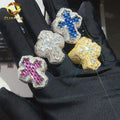 Pass Diamond Tester Men Diamond Rings Blue Cross 925 Sterling Silver Iced Out Moissanite Hip Hop Ring
