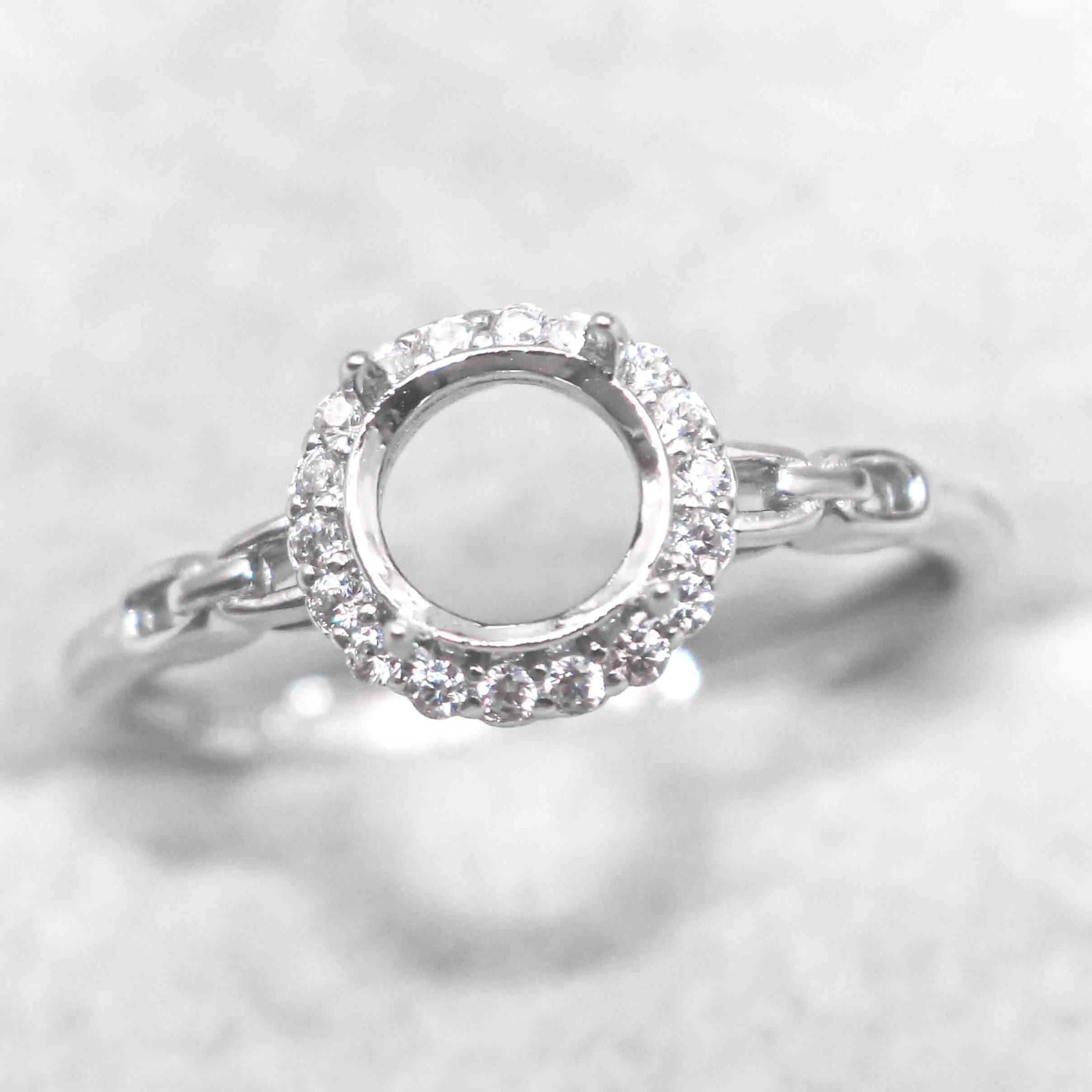 Sterling Silver 5mm/6mm/7mm/8mm Semi Mount Ring Frame Empty Blank Support Setting S925 Base Without Center Stone for Inlay DIY