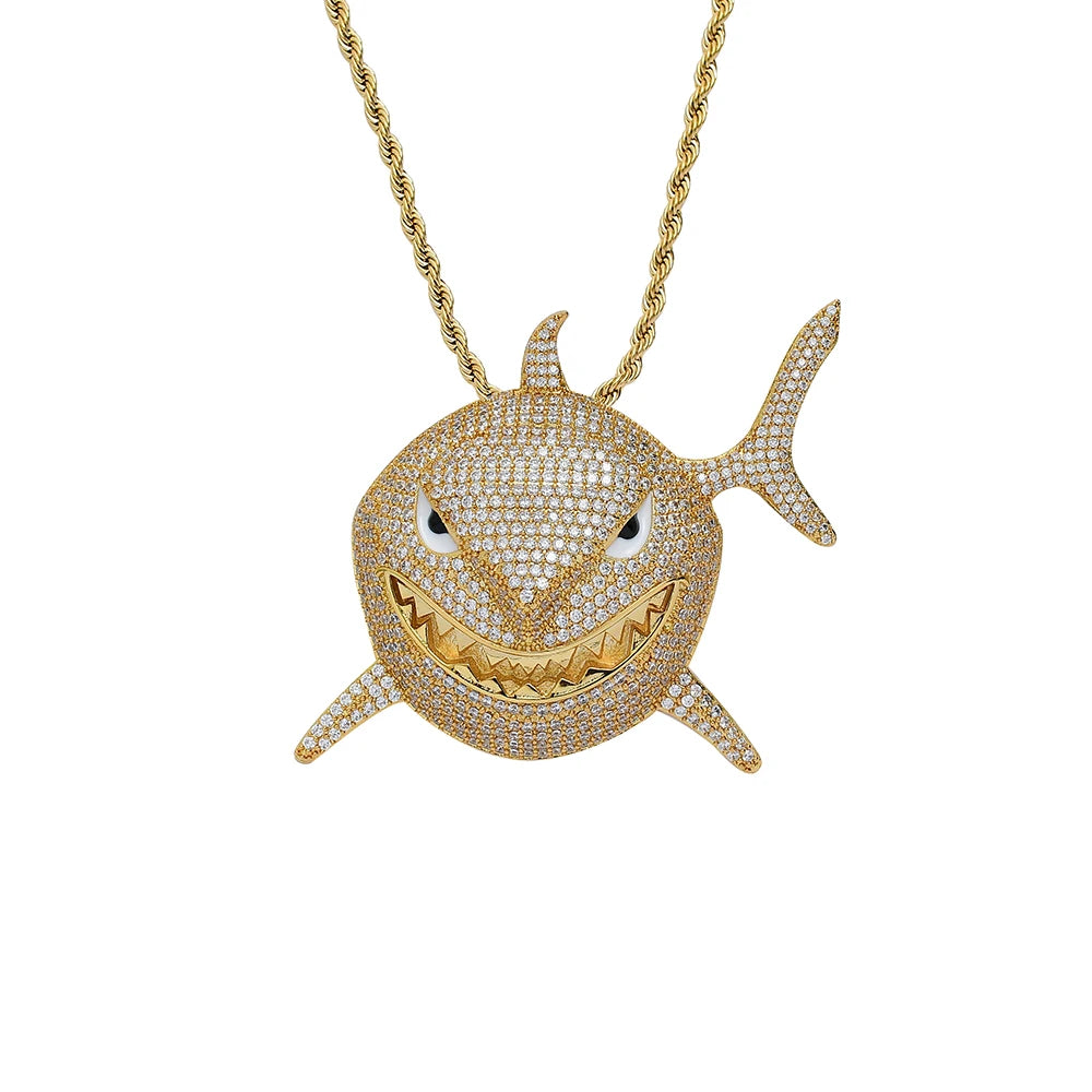 CN298 Bling Bling Gold Plated Hip Hop Pendant Rope Chain Brass Micro Pave CZ Stones Necklace for Men and Women MegaBDM