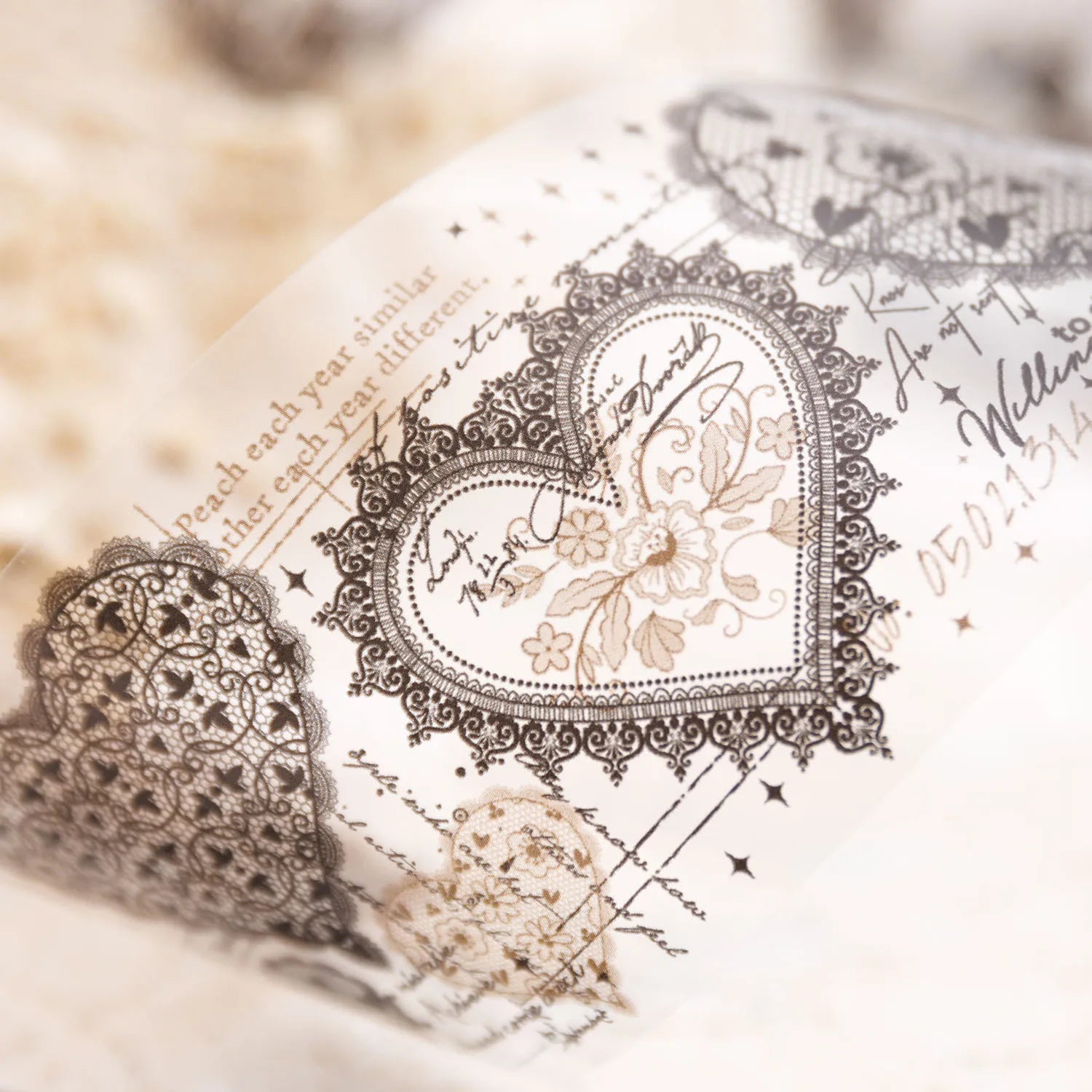 2M Length/Roll Pet Tape Quiet Lace Dream Series Lace Collage Journal Decorative Source Material Stickers 6 Models