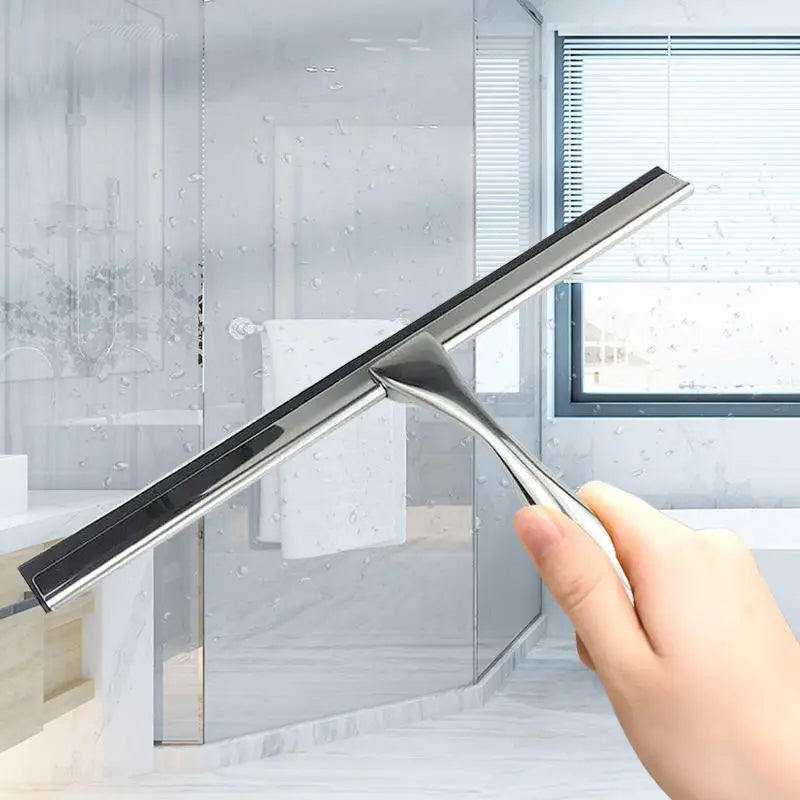Stainless Steel Short-Handle Window Wiper All-Purpose Car Door Bathroom Shower Glass Squeegee with Soft Profile