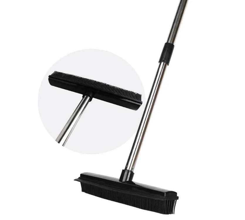 Adjustable All Surface Eco-Friendly 55inch Silicone Rubber Floor Carpet Brush Pet Hair Removal Magic Broom for Home Use