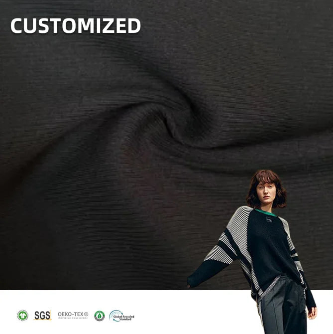 Soft OEKO-100 Sustainable 68% Organic Cotton 28% Bamboo 4% Spandex Rib Fabric for Clothing