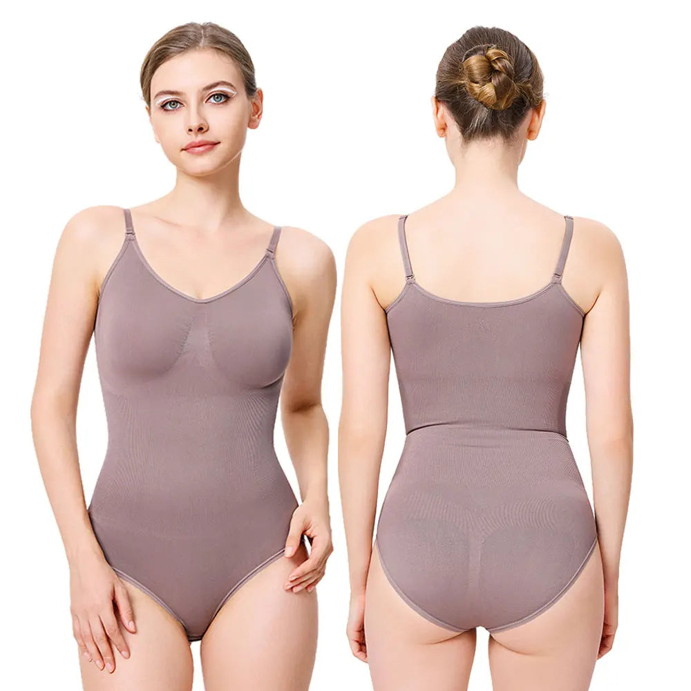 V-Neck Womens Bodysuit Tummy Control Butt Lifter Slimming Seamless Body Shaper Shapewear for Femme