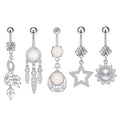 Set 10 Gold Plating Stainless Steel Opal Beach Belly Button Rings Five-Pointed Zircon Navel Piercing Jewelry for Kids Weddings