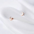 925 Sterling Silver Small Moon Shape Cute Earrings Rose Gold Plated for Ear Studs Fine Jewelry for Women Girls
