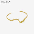 Vianrla 925 Sterling Silver Open Bangles Cuff Electricity Wave Shape Adjustable Bracelet Jewelry for Women Gift MegaBDM
