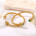 New Arrival Cubic Zirconia CZs 18K Gold Planted Green Chunky Twist Stainless Steel Bracelet for Women