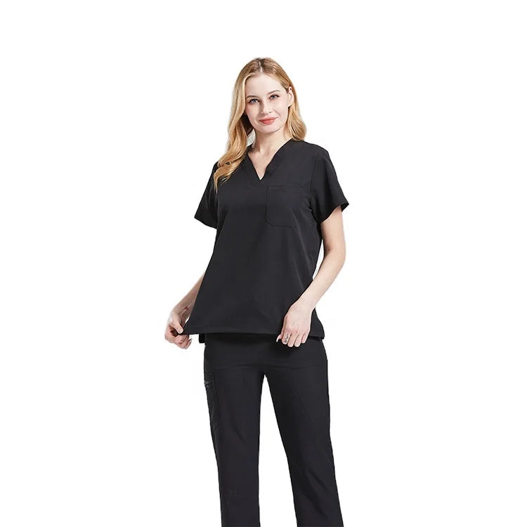 Wholesale Customize Logo Scrubs Uniforms Sets Nursing Hospital Polyester Spandex Jogger Set Nurse Scrubs Uniform