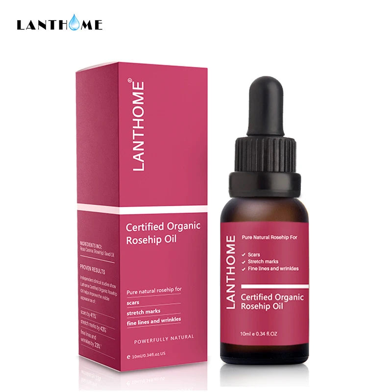 LANTHOME 10ml Roseship Oil Stretch Marks Removal Oil Whitening Remove Fine Fines Wrinkle Serum Repair Scar Removal Oil