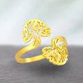 Tree of Life Adjustable Ring  Double Tree Cut Out Design Resizable Ring  Stainless Steel Spiritual Jewelry