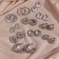 G2004 Waterproof Huggie Earrings Stainless Steel Jewelry Silver Croissant Chunky Hoop Earrings for Women