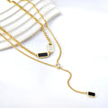 Non-Tarnish Fashion Jewelry Necklace Waterproof 18K Gold Plated 304 Stainless Steel Double Layer Square Necklace Y Word Necklace