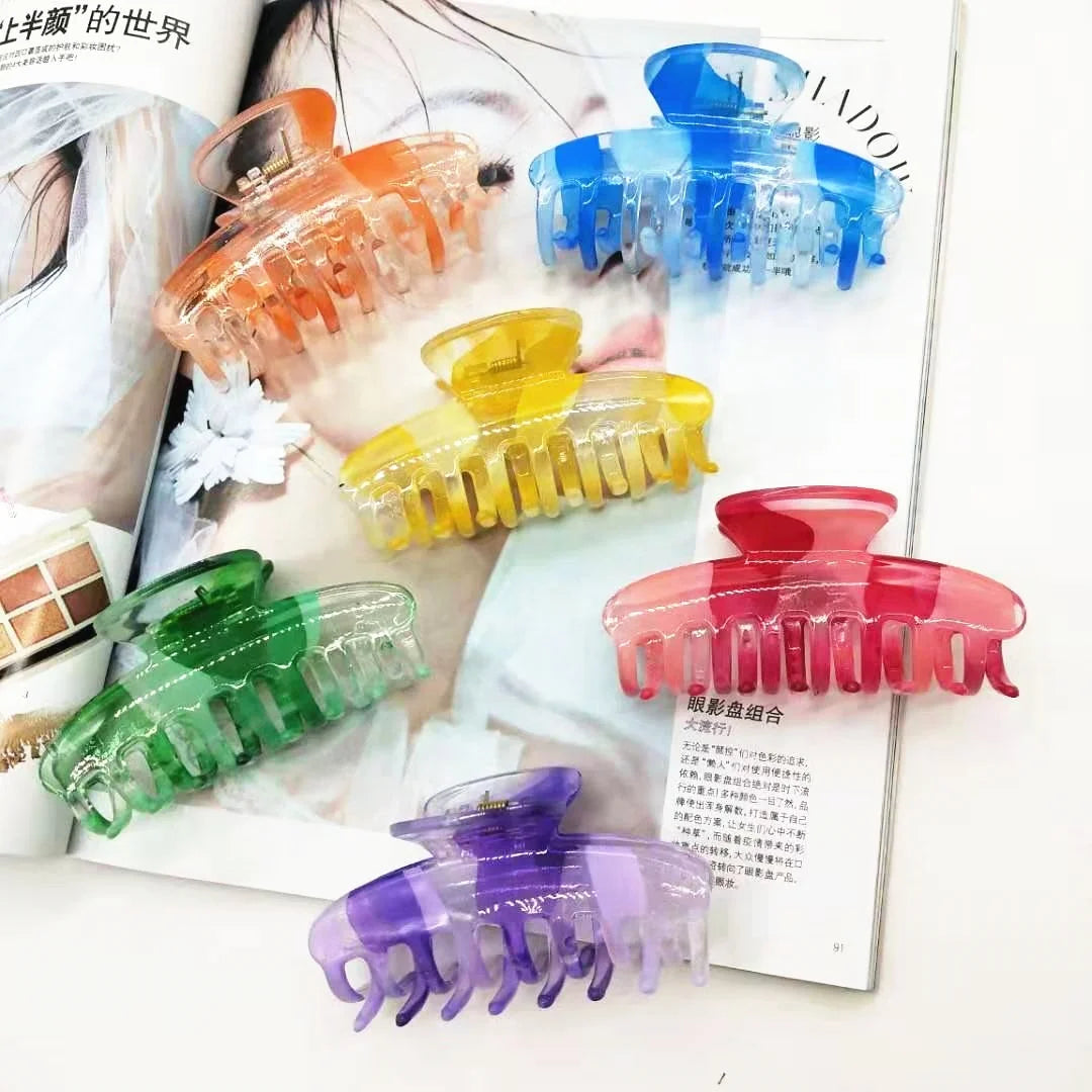 Factory Wholesale Women Hair Accessories Transparent Plastic Claw Clip Candy Color for Girls