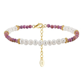 MPB02 Purple Mica Freshwater Pearl Beads Natural Gemstone Jewelry Purple Mica Beads Gift 925 Silver Bracelet