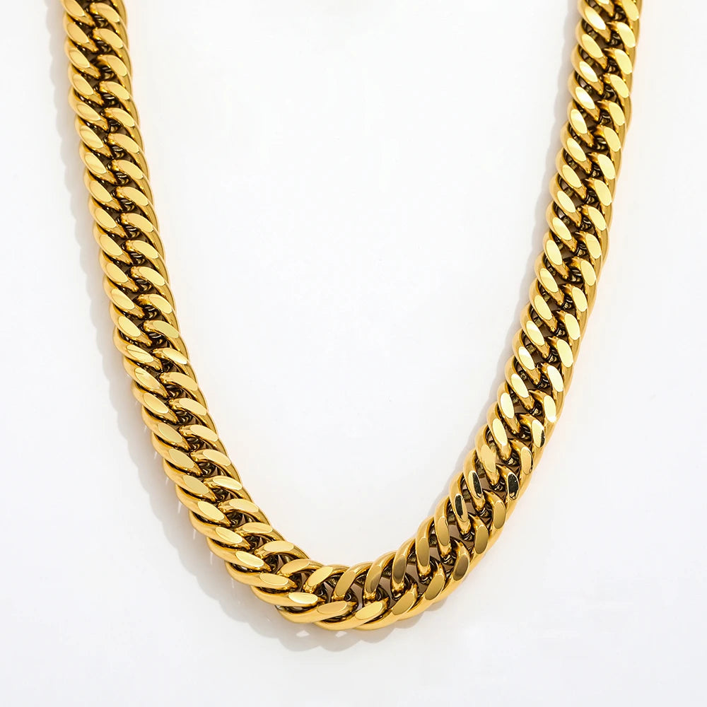 Joolim 18k Gold Plated PVD Chunky Cuban Chain Choker Necklace Tarnish Free Stainless Steel Necklace for Women MegaBDM