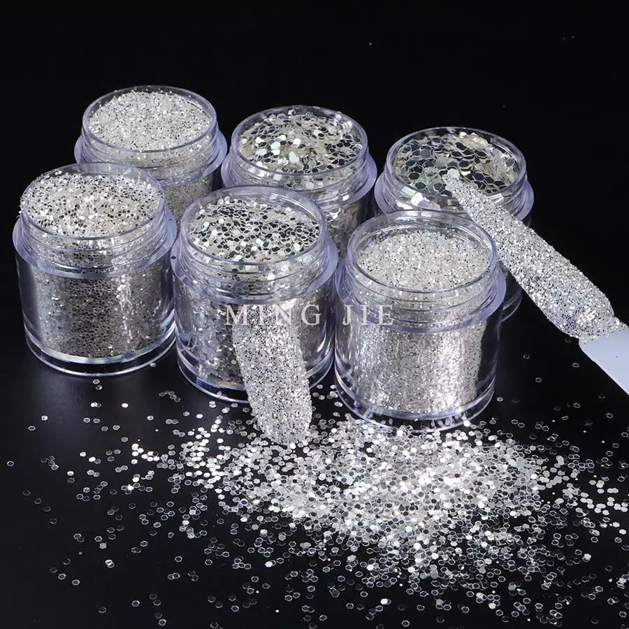 Shimmer Flash B0101 Pure Silver Nail Glitter Powder Ultra-Fine High Sparkle White Silver Glitter for Christmas Nail Craft