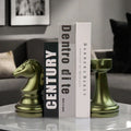 Resin Chess Piece Bookends Horse & Pawn Design Hand-painted Metallic Finish Home Decorative Living Room Accent