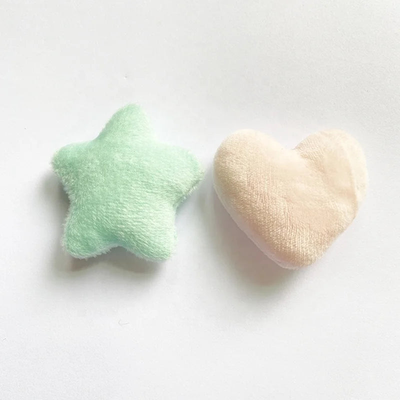 Custom Heart and Star Padded Patches Soft Plush Material 3D Mini Stuffed Toy 5 cm Fabric Aqua Blue Star Heart Patch for Garment