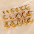 High Quality Fashion Croissant Hoops Earrings Stainless Steel Waterproof Jewelry 18k Gold Plated Twisted Chunky Hoop Earrings