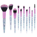 High Quality 10pcs Acrylic Handle Glitter Makeup Brush Set Custom Logo Liquid Makeup Brushes for Face & Concealer