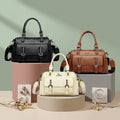 Young Lady's PU Leather Tote Handbag Vintage Style Large Capacity Factory Designer Purses Zip Closure Portable Feature for Women