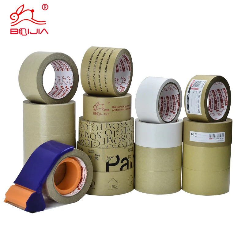 Custom Print LOGO Eco Friendly Writable High Viscosity Self Adhesive Water Activated Reinforced Kraft Paper Packing Tape