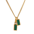 JINYOU 583 Statement 18K Gold Plated Collar Necklace Stainless Steel Green Zircon Pendant Necklace