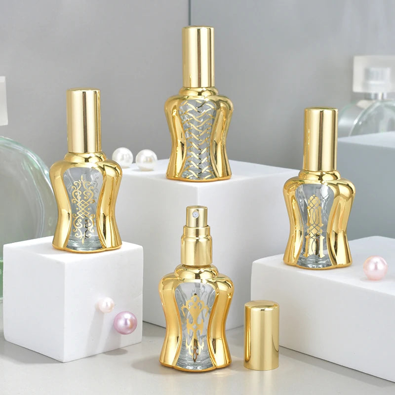 Customization logo 12ml Gold Empty Cosmetic Perfume Fine Mist Spray Glass Bottles