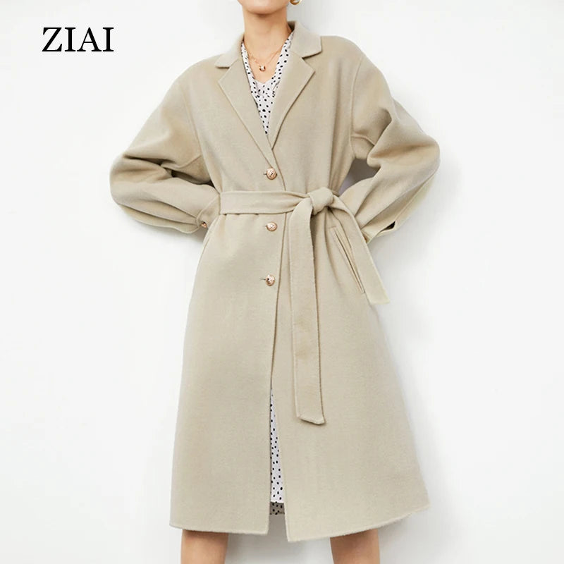 Double-sided Cashmere Coat Women's Mid-length Korean Style Loose Temperament Woolen Coat New Autumn and Winter