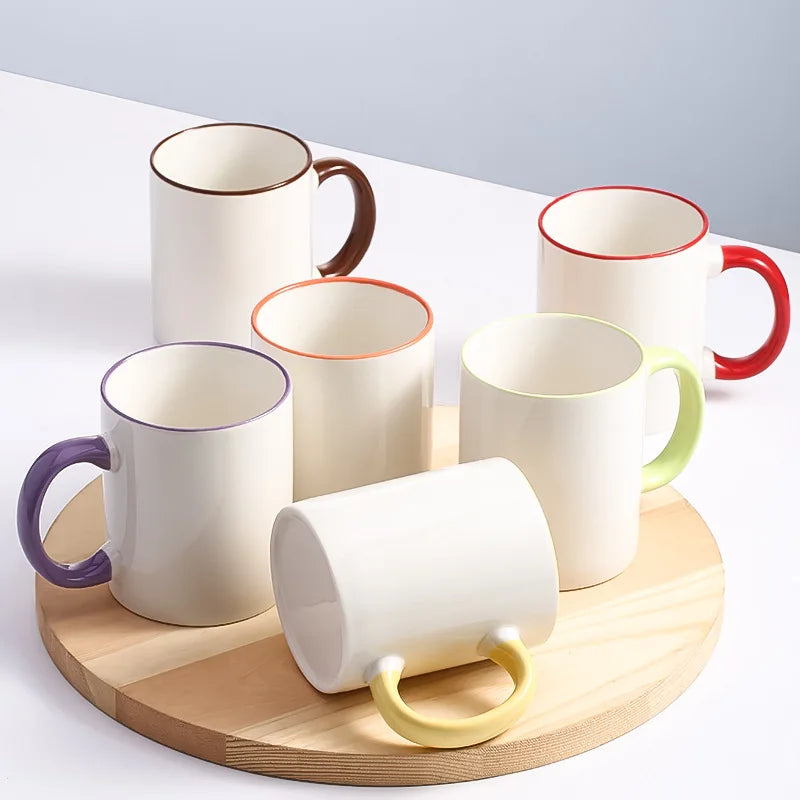 Modern Simple 11oz Breakfast Ceramic Milk Coffee Mugs New Bone China Ceramic Espresso Cup Porcelain Tea Cups with Custom  logo