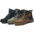 New Men's Mountaineering Rubber Sole Mid-cut  Steel Toe Puncture-proof Non-slip Work Hiking Boots Safety Shoes