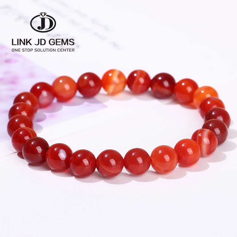 JD Natural Stone Beads Purple/Red Dream Line Bracelet Stripe Agate Charms 8mm for Women/Men Religious Mohammed Loose Gemstones