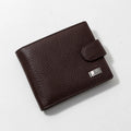 Factory Wholesale Metal Logo Vintage Style Genuine Leather RFID Blocking Short Wallet for Men