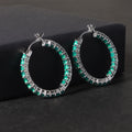 RZ0005 Abiding Custom Jewelry Round Natural Green Agate Gemstone Women Stamped 925 Sterling Silver Hoop Earrings