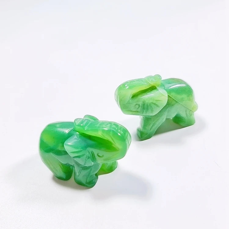 HZ 38mm wholesale multicolor natural stone green aventurine animal gemstone semi-precious elephant stone crafts for home decoration