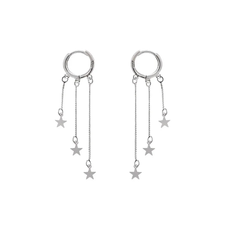 Factory Wholesale 925 Sterling Silver Star Pendant Hoop Earrings for Women Jewelry 2023