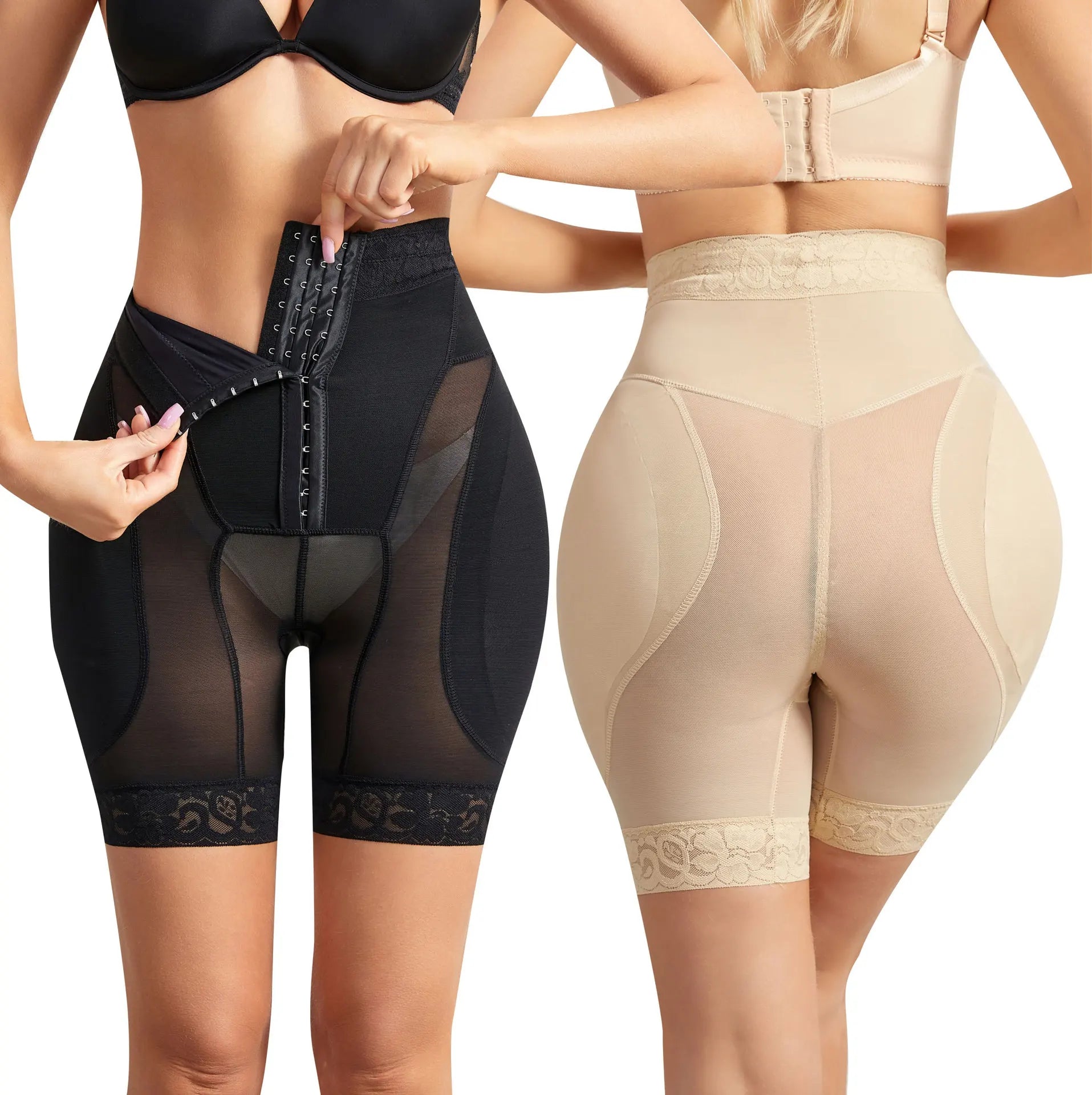 High Waist Slimming Tummy Control Butt Lifter Hip Enhance Shapewear Front Hooks Body Shaper