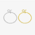 FUAMAY 925 Sterling Silver Simple Disk Bracelet 18K Gold Plated Double Disk Bracelet Blessing Bracelet En Argent