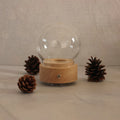 Wooden Base Romantic Gift Flower Music Box Clockwork Spring Music Box With Glass Dome