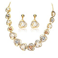 Saturn Ring Alloy Gold Plated Custom Crystal Pearl Wedding Necklaces Earring Fashion Fine Jewelry Bridal Necklace Sets for Women
