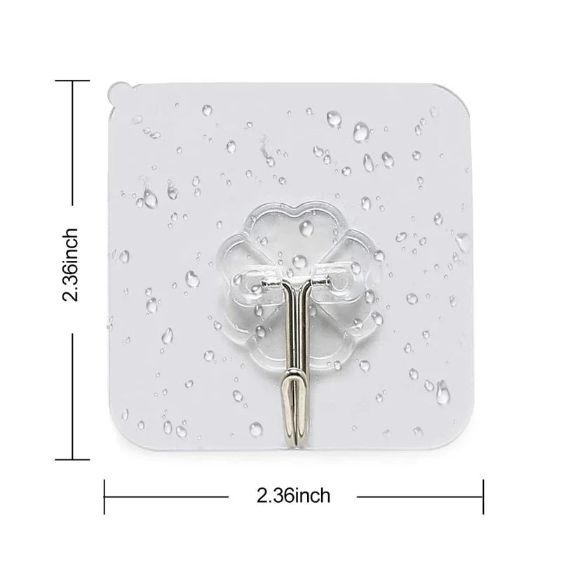 Transparent Wall Hooks Waterproof Oilproof Self Adhesive Hooks Reusable Seamless Hanging Hook for Kitchen Bathroom Office